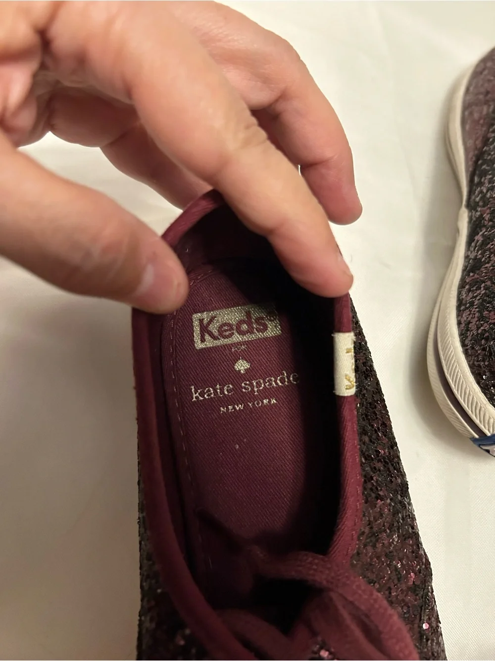 kate spade Maroon Glitter Lace-Up Sneakers